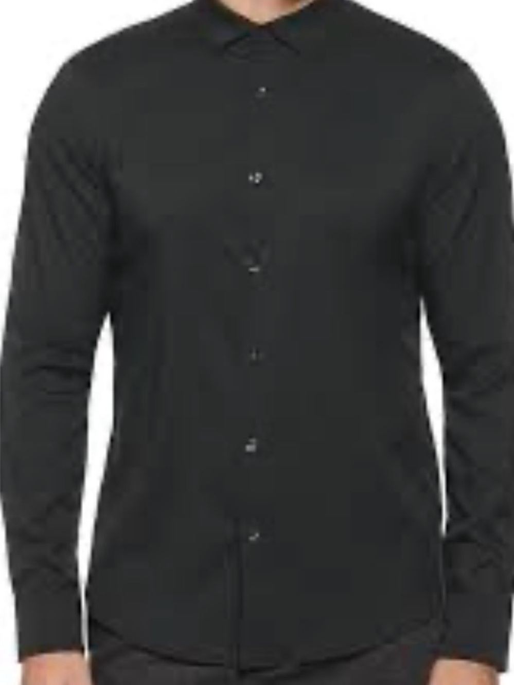Perry Ellis Portfolio Men's Very Slim Fit Dress Shirt Black Long Sleeve Size S